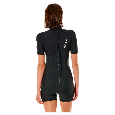 Rip Curl Women's Dawn Patrol 2mm Short Sleeved Back Zip Springsuit - Black - Buy online today at Down the Line Surf. International shipping available.