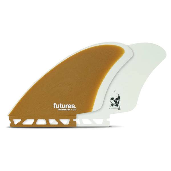サーフィン・ボディボード CHRISTENSON KEEL FIN FUTURE FIBER GLASS Futures Fins Christenson Fiberglass Keel - Brown/White