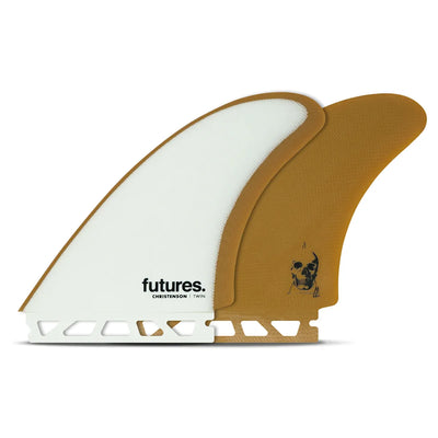Futures Fins Christenson Fiberglass Twin - White / Brown - Buy online today at Down the Line Surf. International shipping available.