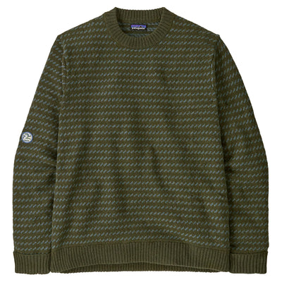 Patagonia Men's Recycled Wool-Blend Sweater - Fisherman Stitch/Pine Needle Green - Buy online today at Down the Line Surf. International shipping available.