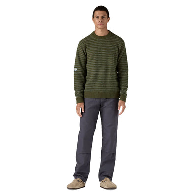 Patagonia Men's Recycled Wool-Blend Sweater - Fisherman Stitch/Pine Needle Green - Buy online today at Down the Line Surf. International shipping available.
