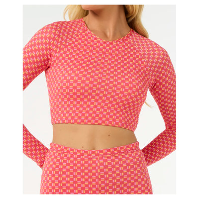 Rip Curl Women's Shell Cove Crop Rashvest - Red - Buy online today at Down the Line Surf. International shipping available.