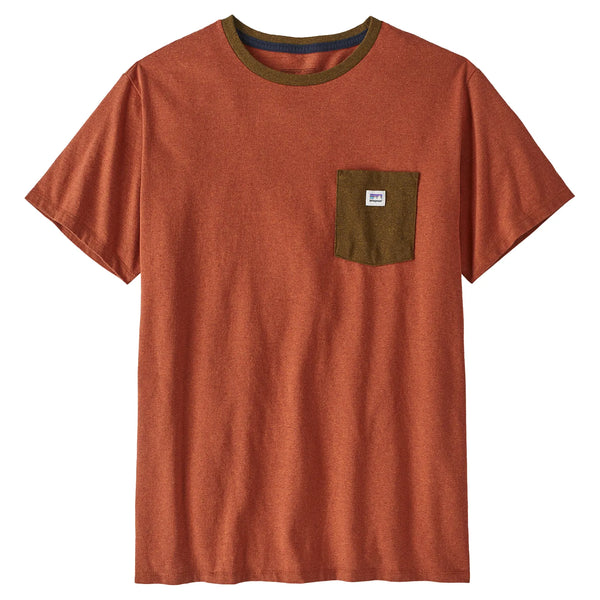 Patagonia Shop Sticker Pocket Mens Responsibili Tee Henna Brown