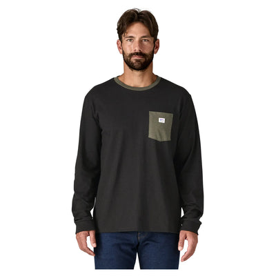 Patagonia Men's Long Sleeved Shop Sticker Pocket Responsibili-Tee - BLBN - Buy online today at Down the Line Surf. International shipping available.