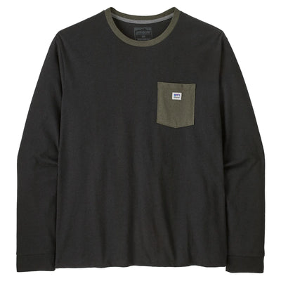 Patagonia Men's Long Sleeved Shop Sticker Pocket Responsibili-Tee - BLBN - Buy online today at Down the Line Surf. International shipping available.