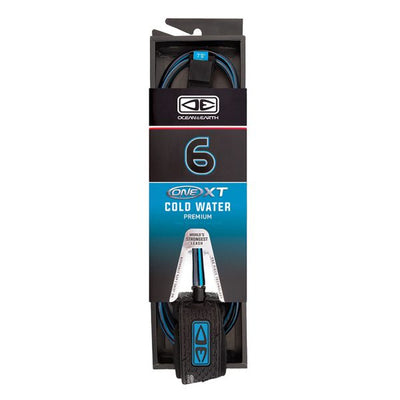 Ocean & Earth One-XT Cold Water 6ft Leash - Black/Blue - Buy online today at Down the Line Surf. International shipping available.