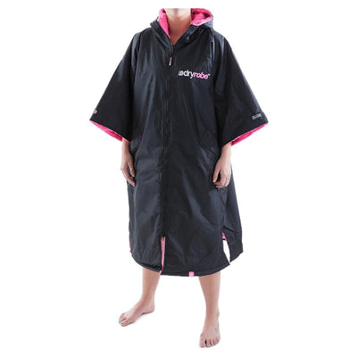 Dryrobe Advance Short Sleeve Changing Robe - Black/Pink - Buy online today at Down the Line Surf. International shipping available.