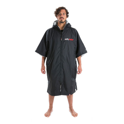 Dryrobe Advance Short Sleeve Changing Robe - Small - Black/Grey - Buy online today at Down the Line Surf. International shipping available.