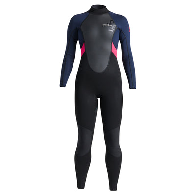 C-Skins Women's Element 3/2mm Back Zip Wetsuit - Slate/Coral - Buy online today at Down the Line Surf. International shipping available.