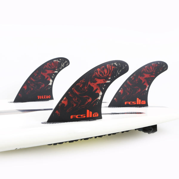 FCS II Filipe Toledo PC Tri Fin Set - Red/Black - Medium