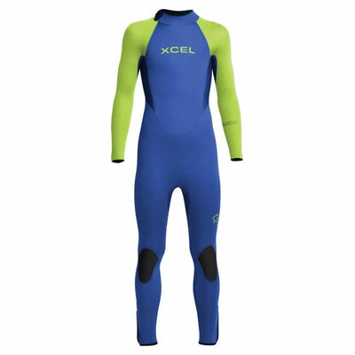 Xcel Kids Axis 4/3mm Back Zip Wetsuit - Faint Blue/Lime - Buy online today at Down the Line Surf. International shipping available.