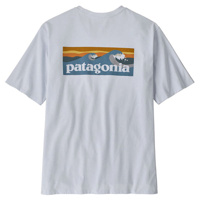 Patagonia Men's Boardshort Logo Pocket Responsibili-Tee - White - Buy online today at Down the Line Surf. International shipping available.