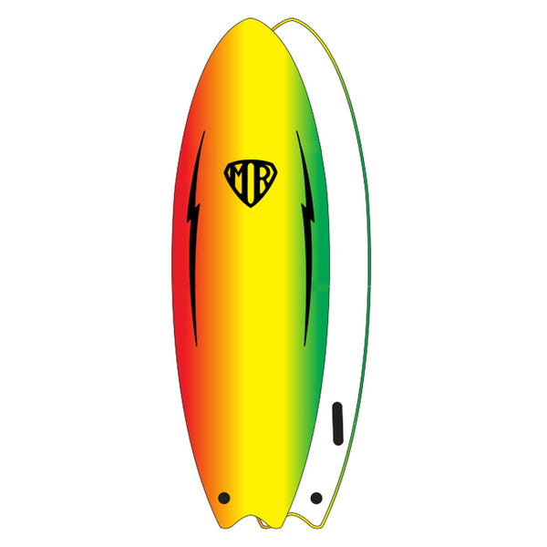 Ocean & Earth MR EZI Rider Twin Fin Softboard - Rasta - Image 4