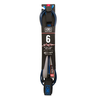 Ocean & Earth Slimline Ultra Light Pro Comp One-XT 6ft Leash - Blue/Black - Buy online today at Down the Line Surf. International shipping available.