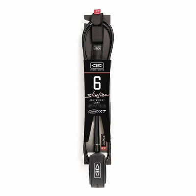 Ocean & Earth Slimline Lightweight Comp One-XT 6ft Leash - Black/White - Buy online today at Down the Line Surf. International shipping available.