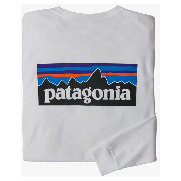 Patagonia Men s Long Sleeve P 6 Logo Responsibili Tee White