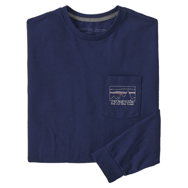 Patagonia Men s Long Sleeved 73 Skyline Pocket Responsibili Tee Sound Blue