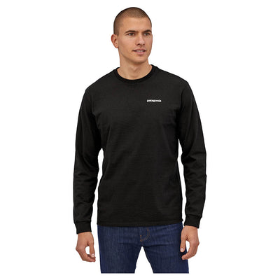 Patagonia Men's Long Sleeve P-6 Logo Responsibili-Tee - Black - Buy online today at Down the Line Surf. International shipping available.