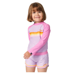 Rip Curl Girl's Rainbow Tide Long Sleeved Rash Vest - Bright Pink - Buy online today at Down the Line Surf. International shipping available.
