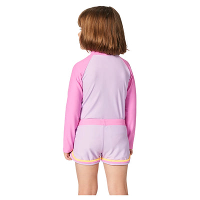 Rip Curl Girl's Rainbow Tide Long Sleeved Rash Vest - Bright Pink - Buy online today at Down the Line Surf. International shipping available.