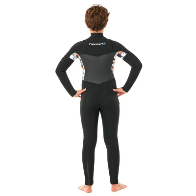 Rip Curl Junior Dawn Patrol 4/3 Chest Zip Wetsuit - Black/Multi - Buy online today at Down the Line Surf. International shipping available.