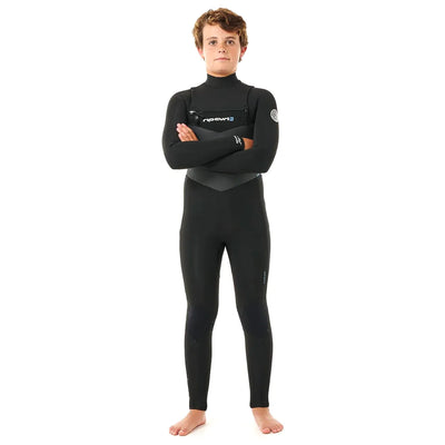 Rip Curl Junior Dawn Patrol 4/3 Chest Zip Wetsuit - Black/Multi - Buy online today at Down the Line Surf. International shipping available.