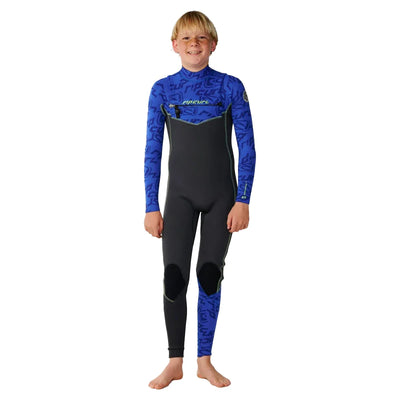 Rip Curl Junior Dawn Patrol 5/3 Chest Zip Wetsuit - Black/Blue - Buy online today at Down the Line Surf. International shipping available.