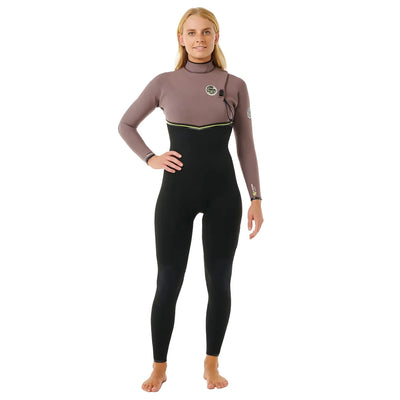 Rip Curl Women's E Bomb 3/2 Zip Free Wetsuit - Eggplant 24/25 - Buy online today at Down the Line Surf. International shipping available.