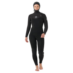 Rip Curl Flashbomb 6/4mm Womens Chest Zip Hooded Wetsuit - Black - 2025/2026 - Buy online today at Down the Line Surf. International shipping available.