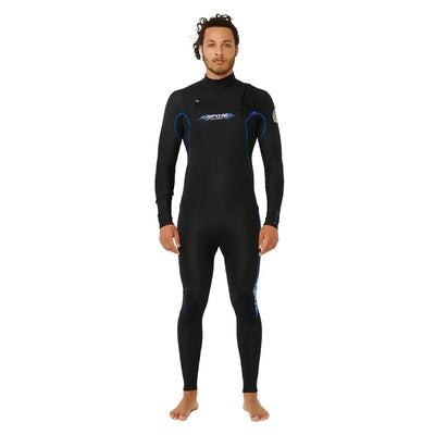 Rip Curl Dawn Patrol Performance 3/2mm Chest Zip Wetsuit - Black/Blue - 2024 - Buy online today at Down the Line Surf. International shipping available.