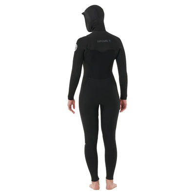 Rip Curl Women's Dawn Patrol 5/4mm Chest Zip Hooded Wetsuit - Black - 2025/2026 - Buy online today at Down the Line Surf. International shipping available.