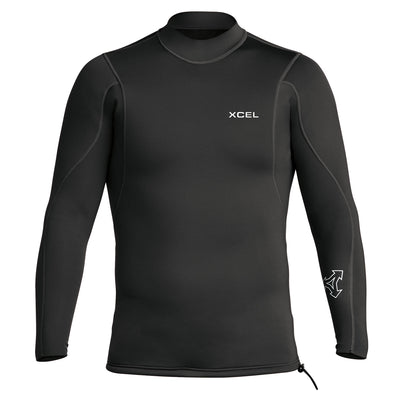 Xcel Long Sleeve 2/1mm Wetsuit Top - Black - Buy online today at Down the Line Surf. International shipping available.