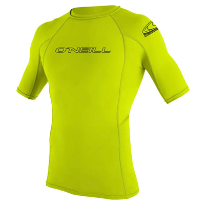 O'Neill Men's Basic Skins Short Sleeve Rash Vest - Lime - Buy online today at Down the Line Surf. International shipping available.