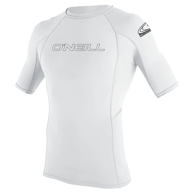 O'Neill Youth Basic Skins 50+ Short Sleeve Rash Vest - White - Buy online today at Down the Line Surf. International shipping available.