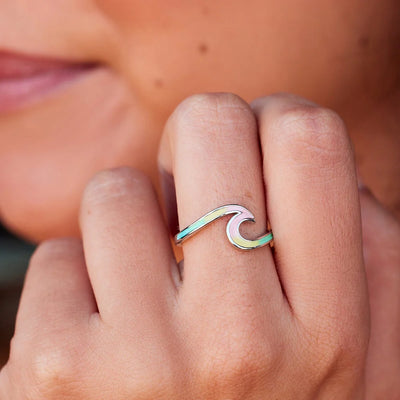 Pura Vida Tie-Dye Enamel Wave Band Ring - Silver - Buy online today at Down the Line Surf. International shipping available.