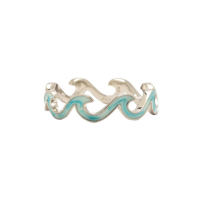 Pura Vida Tie-Dye Enamel Wave Band Ring - Silver - Buy online today at Down the Line Surf. International shipping available.