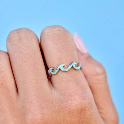Pura Vida Tie-Dye Enamel Wave Band Ring - Silver - Buy online today at Down the Line Surf. International shipping available.