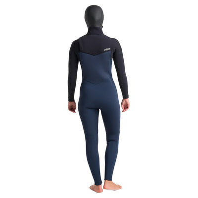 C-Skins Women's Solace 5/4mm Chest Zip Hooded Wetsuit - Blustone/Blk/Saffron - Buy online today at Down the Line Surf. International shipping available.