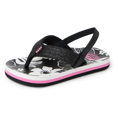 Reef Girl's Little Ahi Sandals - Pink / Black Floral - Buy online today at Down the Line Surf. International shipping available.
