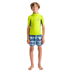 C-Skins NuWave Rash X Junior Short Sleeve Rashvest - Lime/Anthracite/Multi - Buy online today at Down the Line Surf. International shipping available.