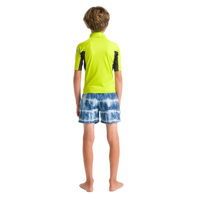 C-Skins NuWave Rash X Junior Short Sleeve Rashvest - Lime/Anthracite/Multi - Buy online today at Down the Line Surf. International shipping available.