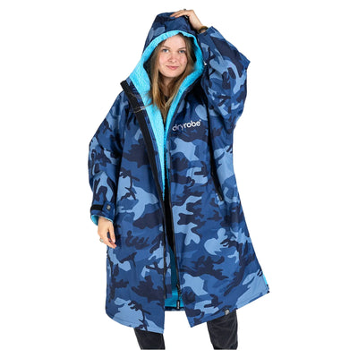 Dryrobe Advance Long Sleeve Changing Robe - Blue Camo / Blue - Buy online today at Down the Line Surf. International shipping available.