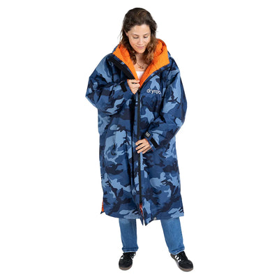 Dryrobe Advance Long Sleeve Changing Robe - Blue Camo / Orange - Buy online today at Down the Line Surf. International shipping available.