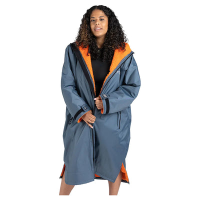 Dryrobe Advance Long Sleeve Changing Robe - Dark Grey / Orange - Buy online today at Down the Line Surf. International shipping available.