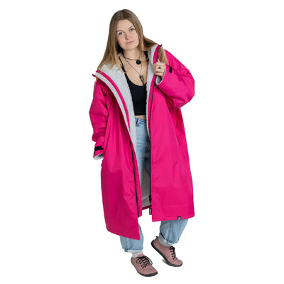 Dryrobe Advance Long Sleeve Changing Robe - Pink/Light Grey - Buy online today at Down the Line Surf. International shipping available.