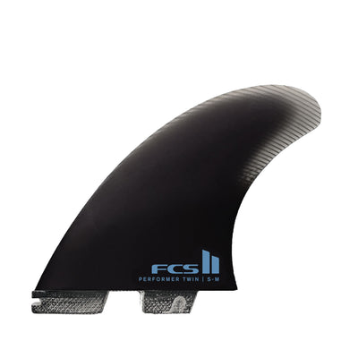 FCS II Performer Twin Performance Glass Twin+1 Fin Set - S/M - Black - Buy online today at Down the Line Surf. International shipping available.