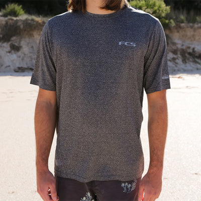 FCS Men's Short Sleeve UV Surf Tee - Heather Grey - Buy online today at Down the Line Surf. International shipping available.