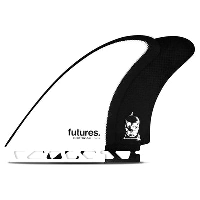 Futures Fins Christenson Fiberglass Twin - White/Black - Buy online today at Down the Line Surf. International shipping available.