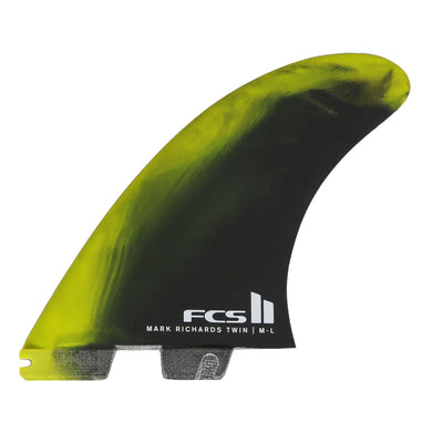 FCS II Mark Richards PC Twin + Stabiliser Fin Set - Cyber Lime Black - Buy online today at Down the Line Surf. International shipping available.