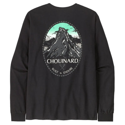 Patagonia Men's Long Sleeved Chouinard Crest Pocket Responsibili-Tee - Black - Buy online today at Down the Line Surf. International shipping available.